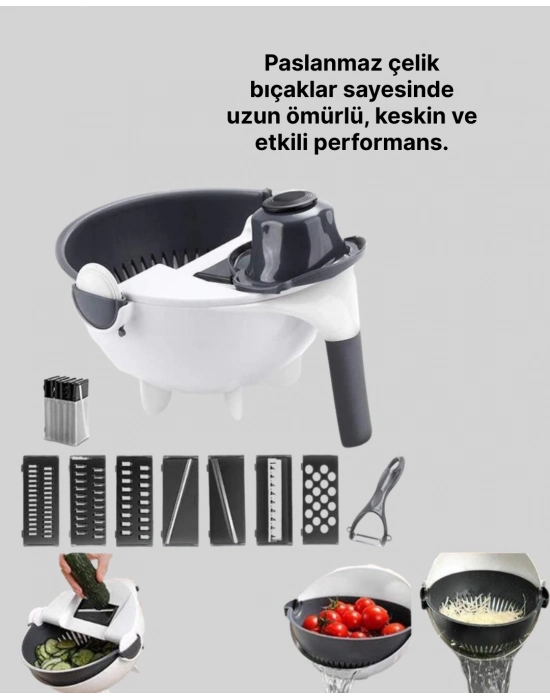 ® Döner Mekanizmalı Sebze Doğrayıcı Hazneli Rende