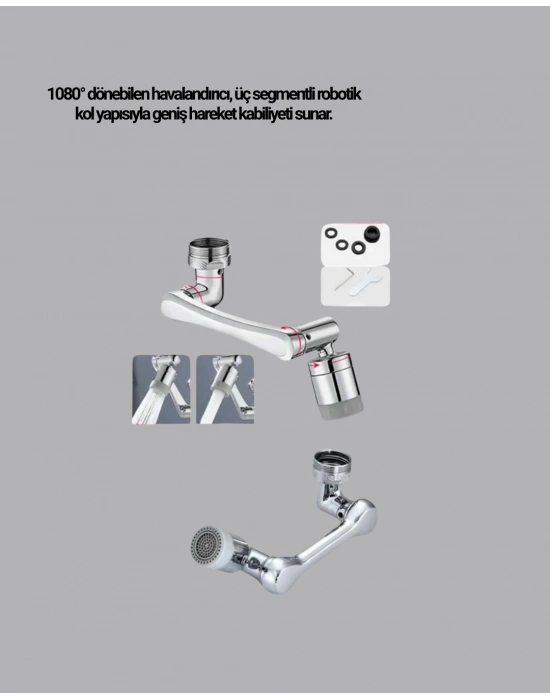 ® Döner Musluk Başlığı Çok Açılı Robotik Kol Su Tasarruflu