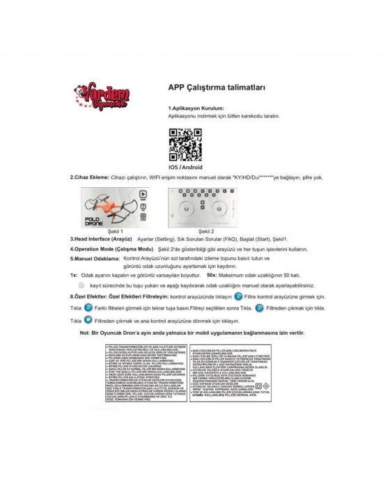 ® DSX-41 Kumandalı 2.4G Şarjlı Kameralı Katlanabilir Drone -Vardem Oyuncak