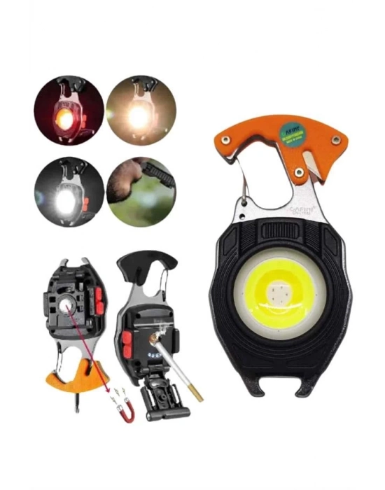 ® El Feneri LED Anahtarlık Çok Fonksiyonlu Mini Çakmak Özellikli