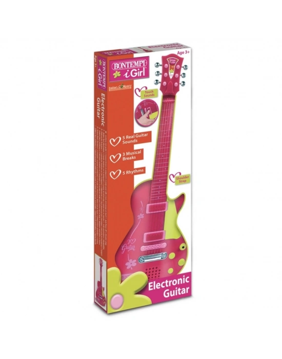 ® Elektronik Tuşlu ve Telli Askılı Pembe Gitar
