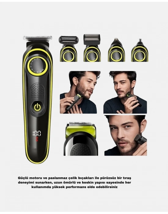 ® Erkek Bakım Seti 5’i 1 Arada Şarjlı Paslanmaz Çelik Başlıklı