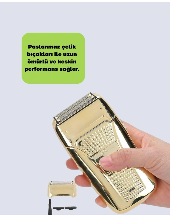 ® Erkek Saç Sakal Tıraş Makinesi Kablolu Altın Renk Dayanıklı