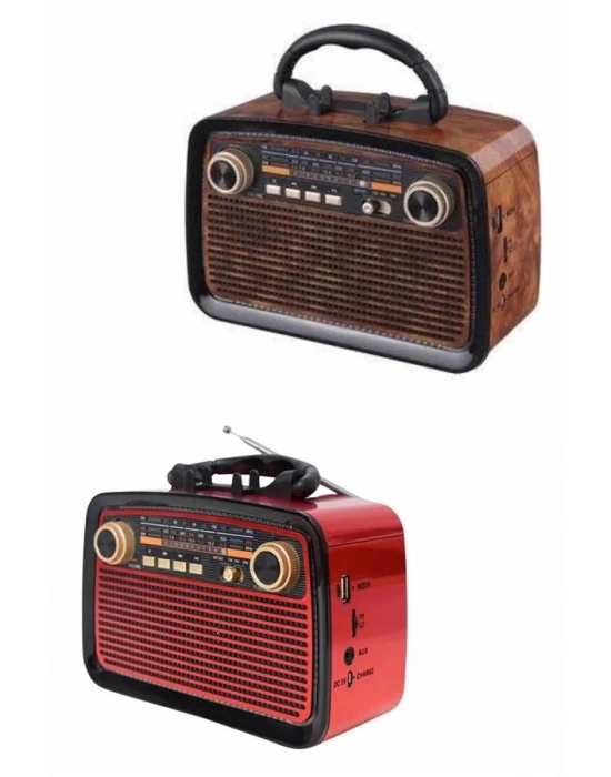 ® Eskitme Nostalji Tasarımlı Bluetoothlu Nostalji Radyo Ahşap Nostaljik Görünümlü
