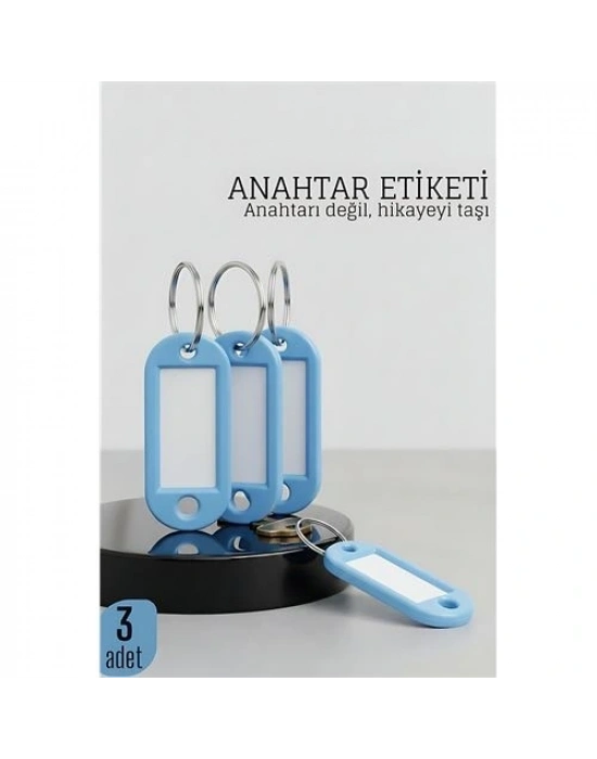 ® Etiketli 3lü Anahtarlık Halkası – İsim Yazılabilir, Metal Halka ile Şık Tasarım