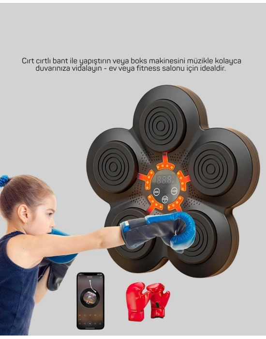 ® Ev Tipi Akıllı Boks Duvar Paneli Müzikli Bluetoothlu Refleks Geliştirme Cihazı