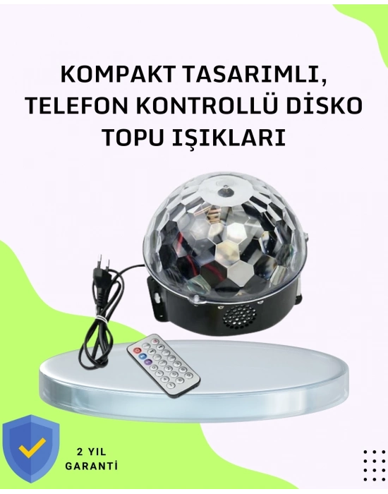 ® Ev ve Parti İçin Masaüstü Bluetooth Disko Topu Işık Gösterisi