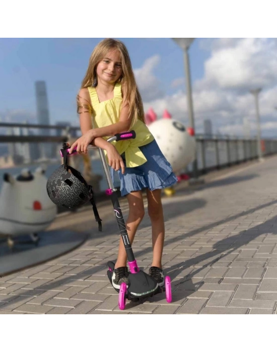 ® 3 Tekerlekli Katlanabilir Işıklı Pembe Scooter