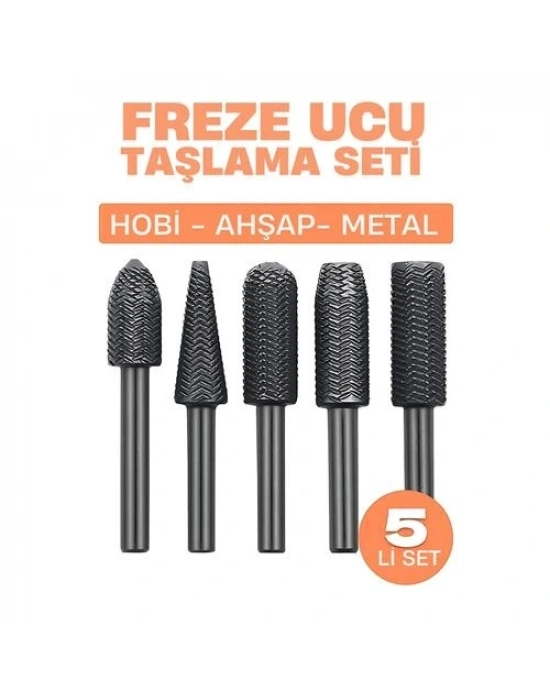 ® Freze Ucu Taşlama Seti Profesyonel Çelik Rotary Burr Seti  5li Metal İşleme Uçları