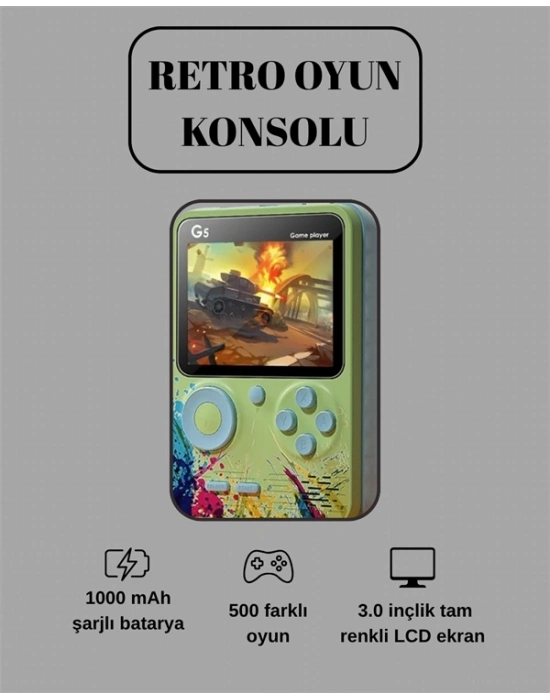 ® G5 Game Box Retro Mini Oyun Konsolu – 500 Dahili Oyun