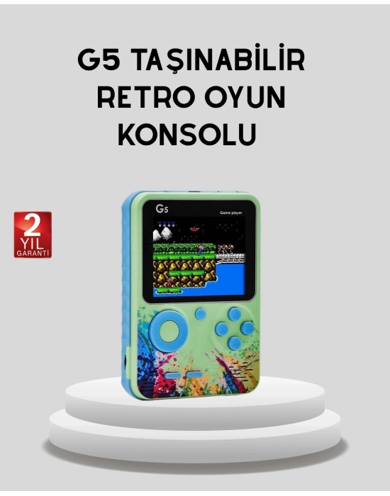 ® G5 Taşınabilir Retro Game Box 500 Oyunlu Şarjlı Mini Oyun Konsolu