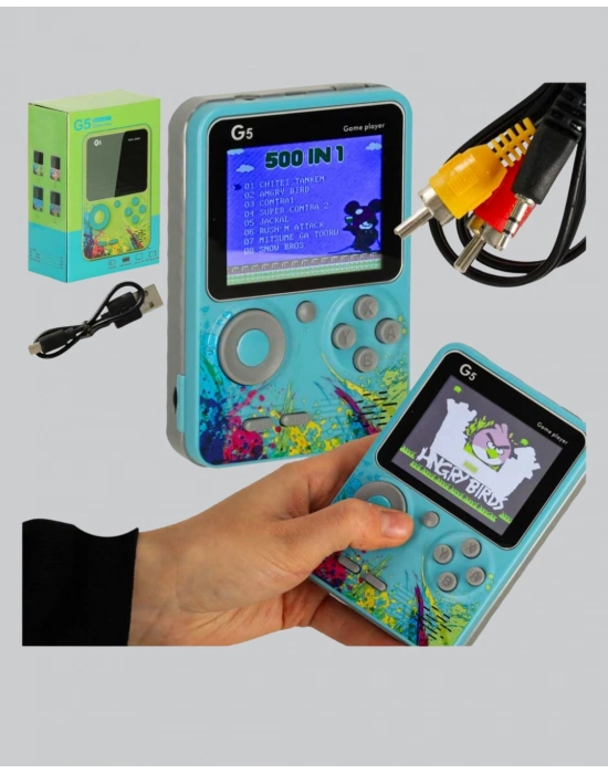 ® G5 Taşınabilir Retro Game Box 500 Oyunlu Şarjlı Mini Oyun Konsolu