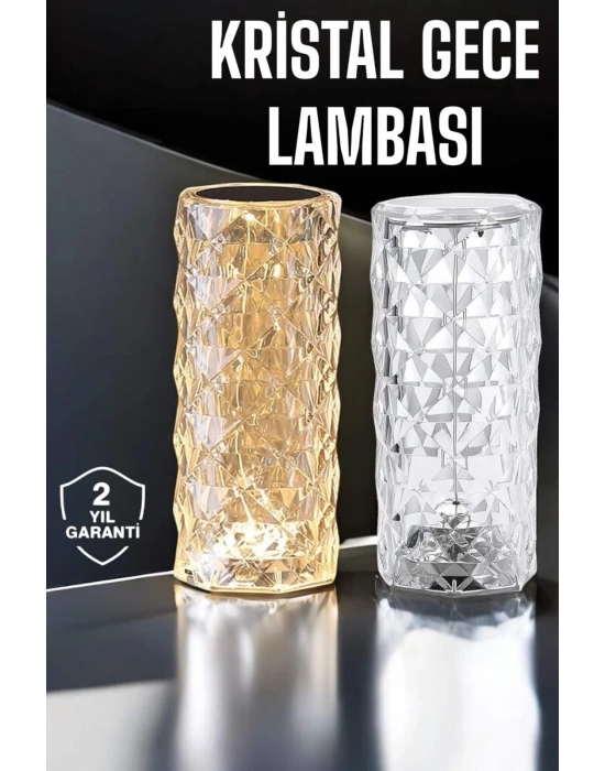 ® Gece Lambası Kristal Lamba Dokunmatik Şarjlı Hediyelik