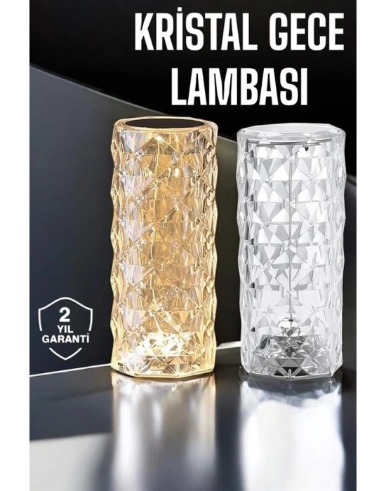 ® Gece Lambası Kristal Lamba Dokunmatik Şarjlı Hediyelik