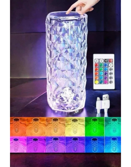 ® Gece Lambası Kristal Lamba Dokunmatik Şarjlı Hediyelik