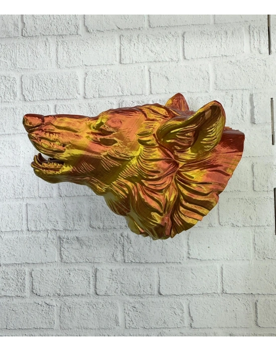 ® Gold Kurt Duvar Aksesuarı Asılabilir 3D Dekoratif Heykel 25x19 cm