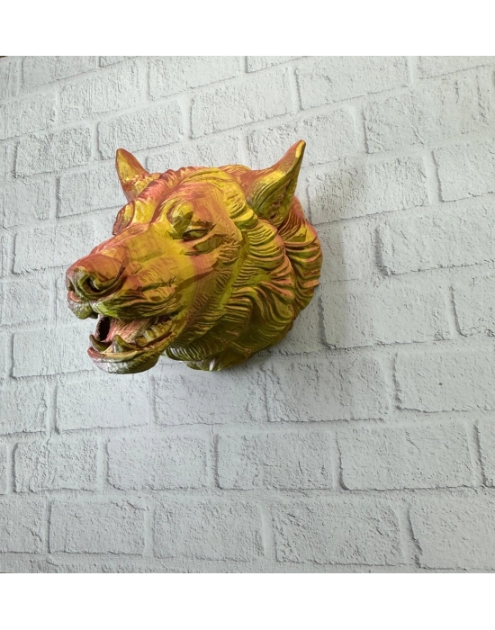 ® Gold Kurt Duvar Aksesuarı Asılabilir 3D Dekoratif Heykel 25x19 cm