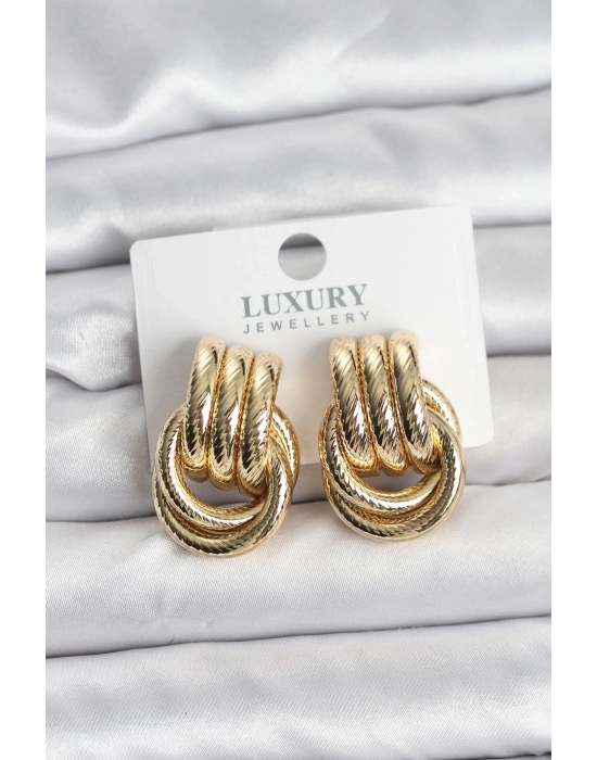 ® Gold Renk Halka Modelli Pirinç Kadın Küpe