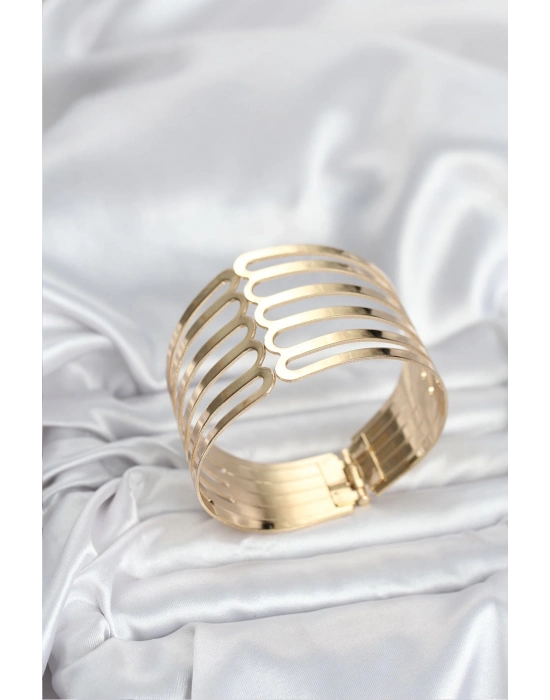® Gold Renk Pirinç Kaburga Model Kadın Bileklik