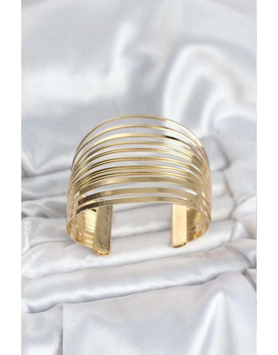 ® Gold Renk Pirinç Kaburga Model Kadın Bileklik