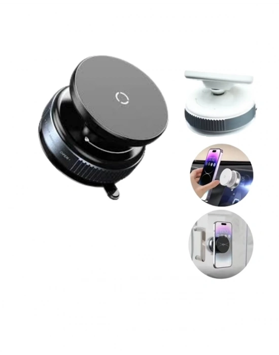® Güçlü Manyetik Tutuşlu 360° Döner Araç Telefon Tutucu – Vakumlu Montajlı