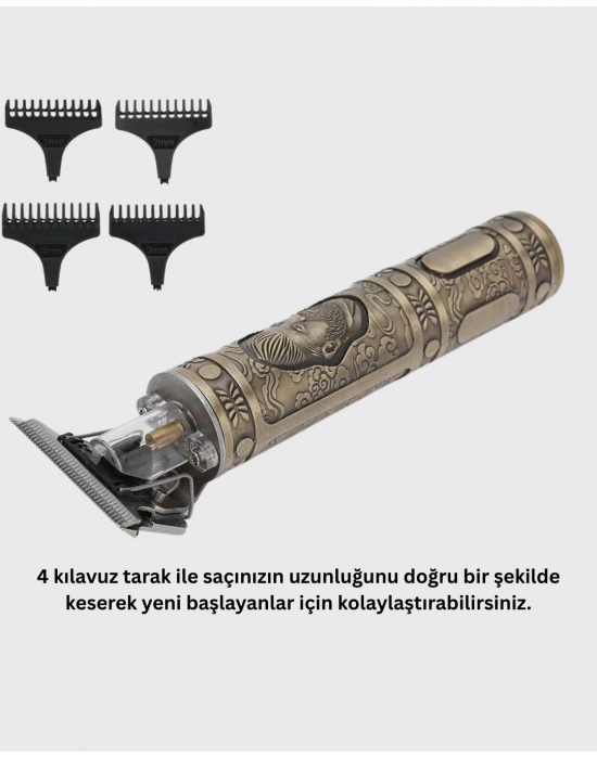 ® Güçlü Motorlu, 4 Kılavuz Taraklı Kompakt Saç Kesme Makinesi – Uzun Pil Ömürlü