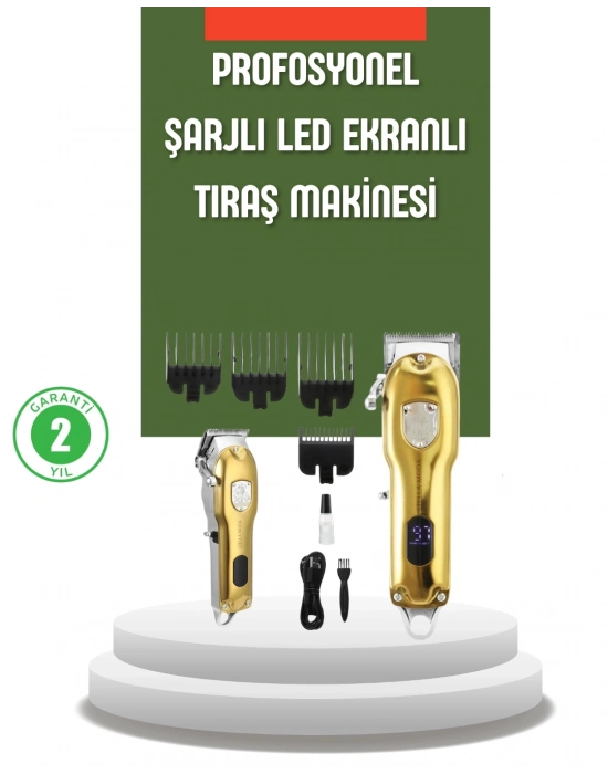 ® Güçlü Motorlu LCD Ekranlı Şarjlı Tıraş ve Şekillendirme Makinesi