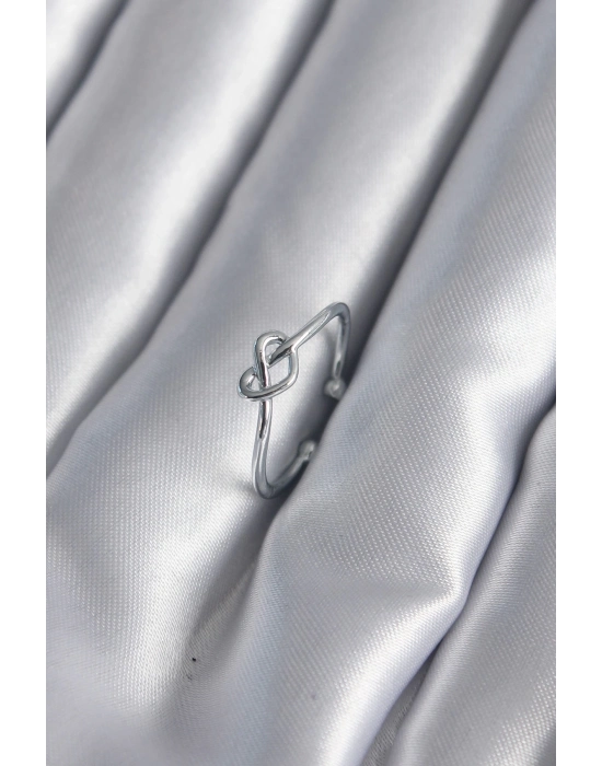 ® Gümüş Renk Düğüm Kalp Model Kadın Yüzük