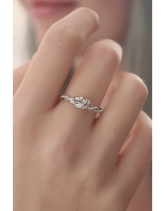 ® Gümüş Renk Halat Düğüm Model Kadın Yüzük