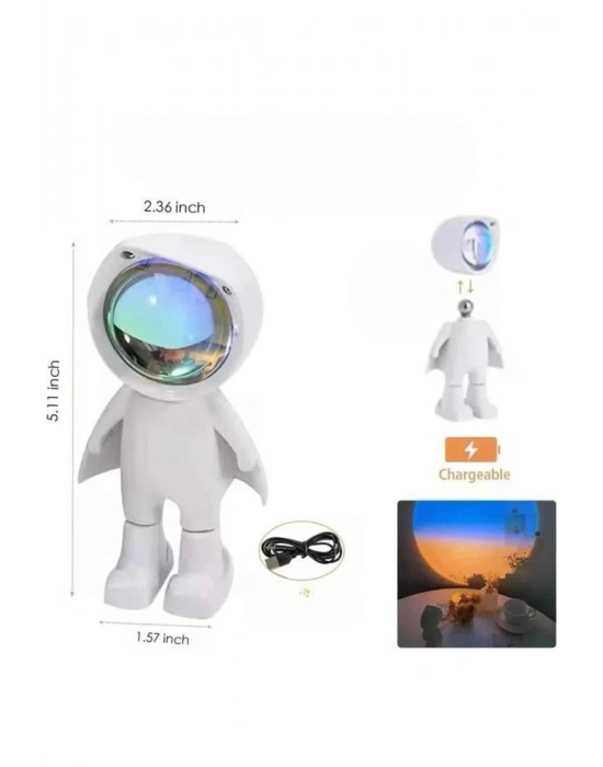 ® Gün Batımı Lambası Işık Arka Plan Projektör Sevimli Astronot Enerji Tasarruflu