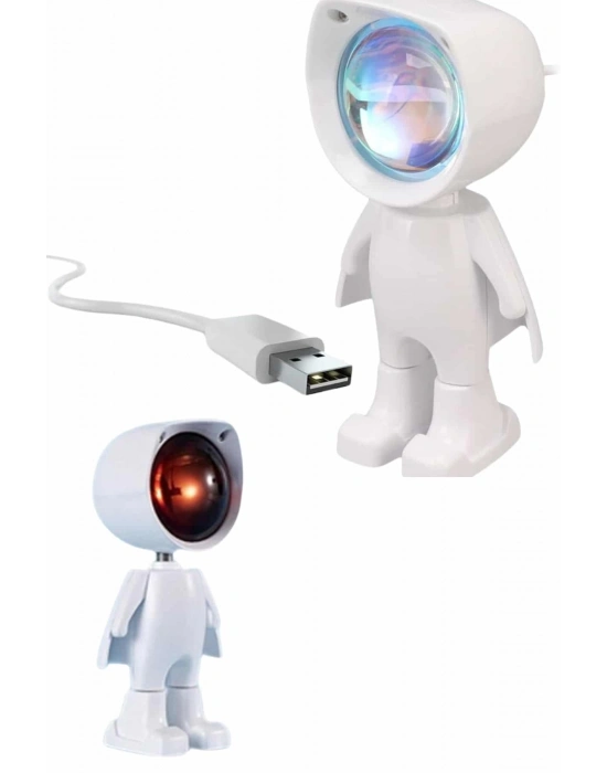 ® Gün Batımı Lambası Işık Arka Plan Projektör Sevimli Astronot Enerji Tasarruflu