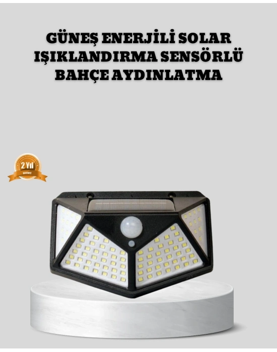 ® Güneş Enerjili Aydınlatma 100 LED Sensörlü Solar Dış Mekan Lamba