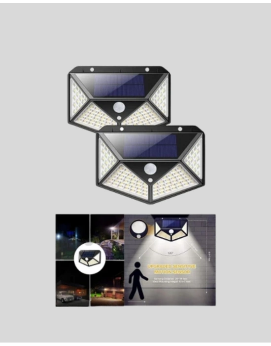 ® Güneş Enerjili Aydınlatma 100 LED Sensörlü Solar Dış Mekan Lamba