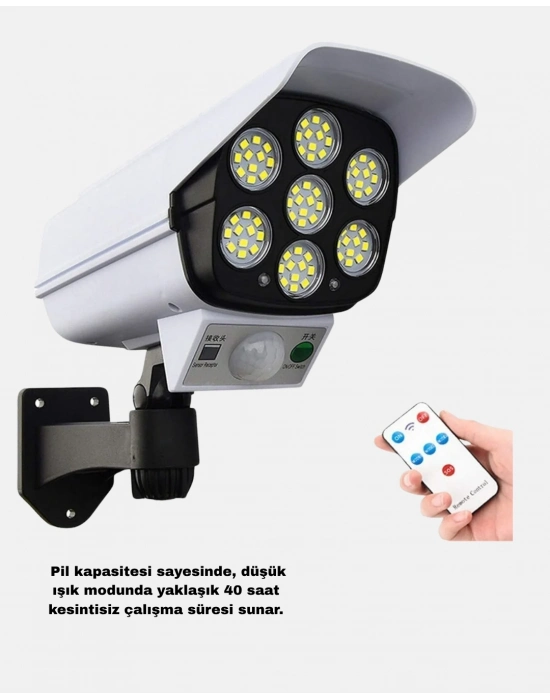 ® Güneş Enerjili Güvenlik Işığı Dış Mekan 5 Eksen Ayarlı ve PIR Hareket Sensörlü