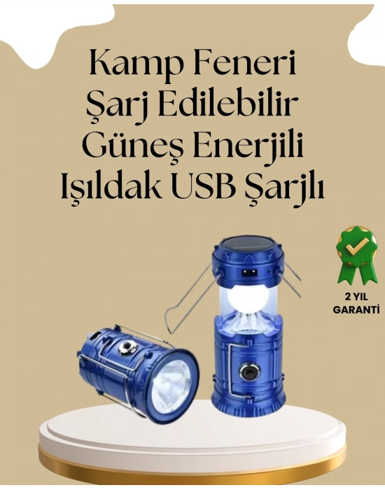 ® Güneş Enerjili Katlanabilir Kamp Feneri – USB Şarjlı, Hafif ve Çok Fonksiyonlu