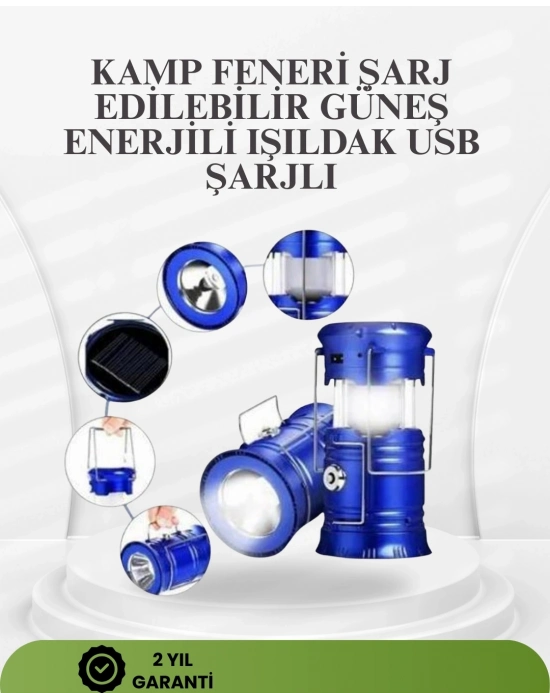 ® Güneş Enerjili Katlanabilir Kızaklı Kamp Feneri – USB Şarjlı, Çok Yönlü ve Dayanıklı Tasarım