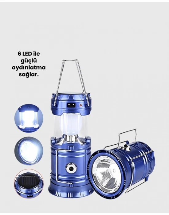 ® Güneş Enerjili Katlanabilir Kızaklı Kamp Feneri – USB Şarjlı, Çok Yönlü ve Dayanıklı Tasarım