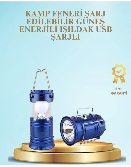 ® Güneş Enerjili Kızaklı Şarjlı Büyük Boy Kamp Feneri – USB Çıkışlı, Katlanabilir, Çok Fonksiyonlu