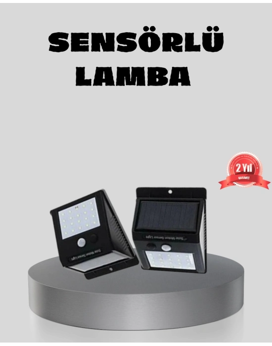 ® Güneş Enerjili Sensörlü Dış Mekan Duvar Lambası – 3 Modlu, 2200mAh Pil, 120° Algılama