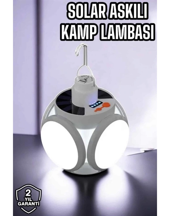 Güneş Enerjili Solar Aydınlatma Kamp Çadır Lambası  Ampül Led Şarjlı El Feneri Işıldak
