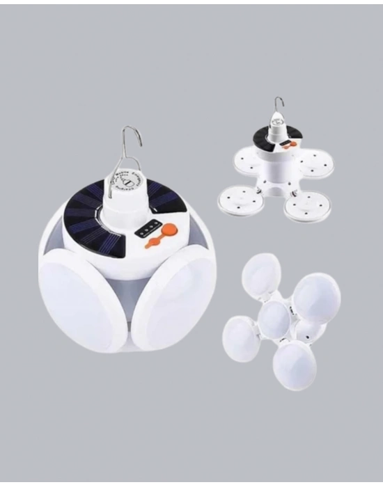 ® Güneş Enerjili ve USB Şarjlı LED Kamp Lambası – 5 Farklı Işık Modlu, Askılı Tasarım