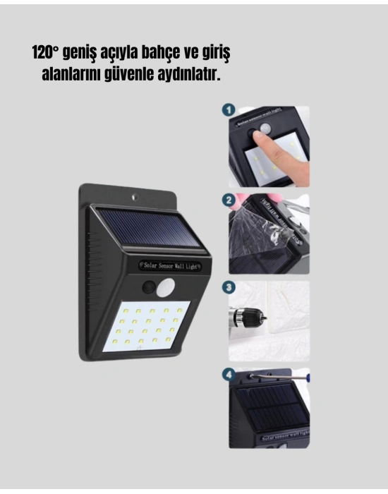 ® Hareket Algılamalı Solar LED Güvenlik Lambası
