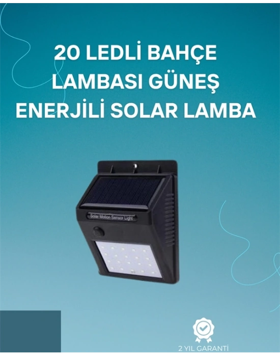® Hareket Sensörlü Solar Lamba | 120° Algılama Açısı, 3-4 Metre Mesafe, Suya Dayanıklı LED