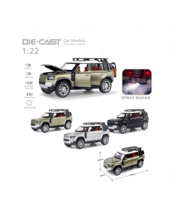 ® HCL-510A Çek Bırak 1:22 Sesli Ve Işıklı Buharlı DF Metal Jeep