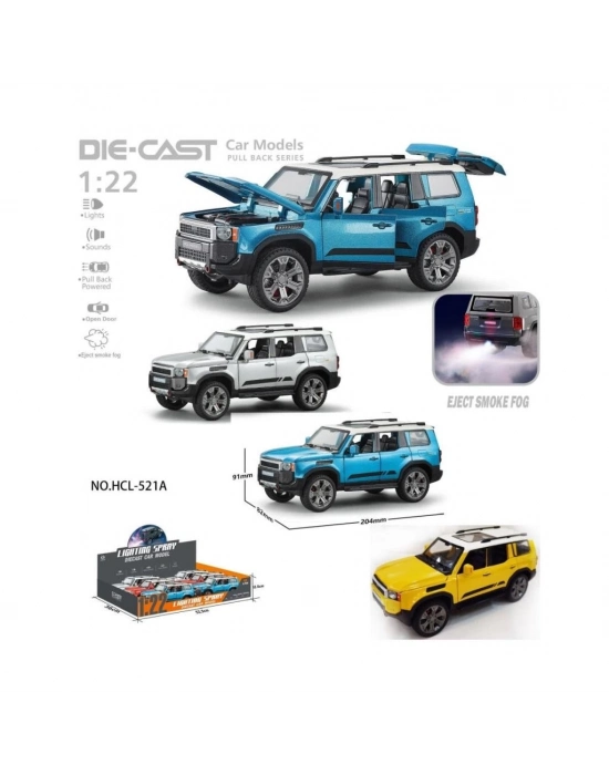 ® HCL-521A Çek Bırak 1:22 Sesli Ve Işıklı Buharlı Metal Jeep