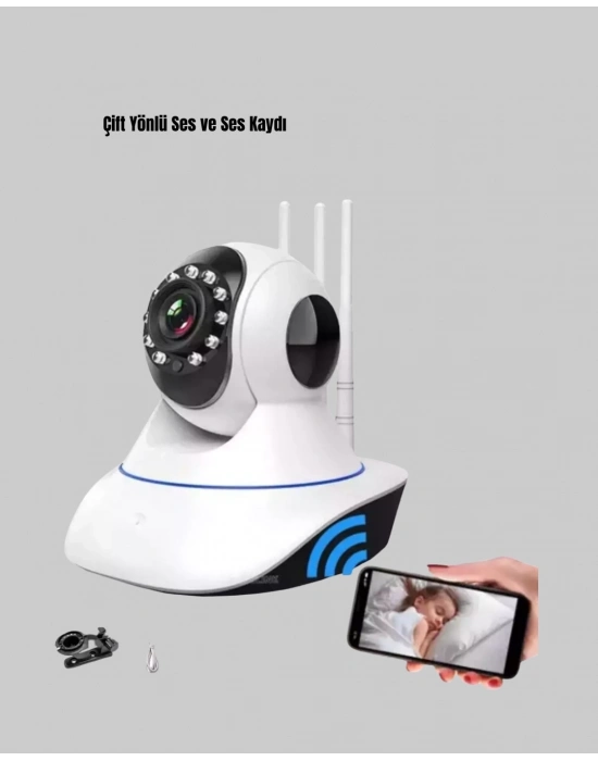 ® HD IP Kamera – Gece Görüşlü, Hareket Sensörlü, Mobil Takip ve Çift Yönlü Ses