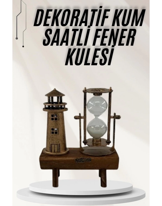 ® Hediyelik Eşya Retro Ahşap Deniz Feneri Kum Saati Biblo