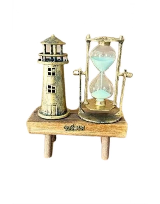 ® Hediyelik Eşya Retro Deniz Fenerli Kum Saati Ahşap Görünümlü Dekoratif Eşya
