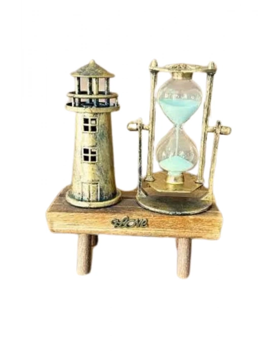® Hediyelik Eşya Retro Deniz Fenerli Kum Saati Ahşap Görünümlü Dekoratif Eşya