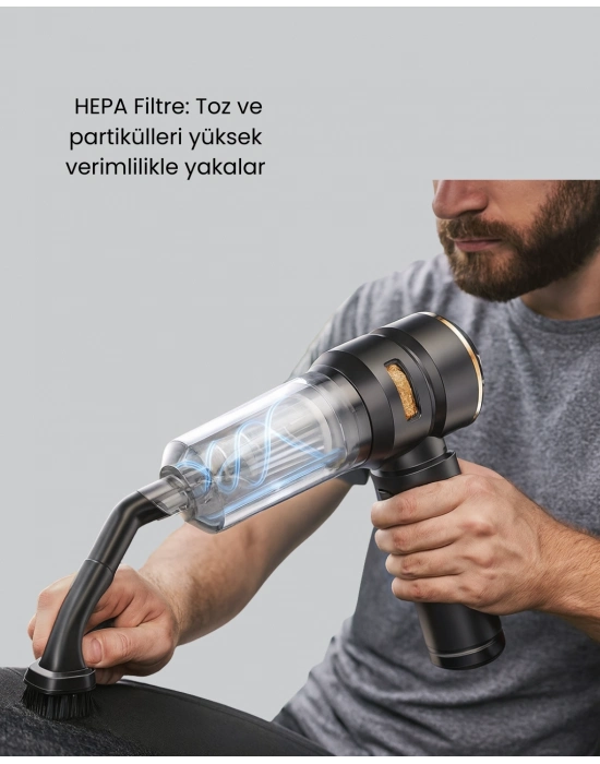 ® HEPA Filtreli Sessiz Çalışan Kablosuz Şarjlı Mini Süpürge